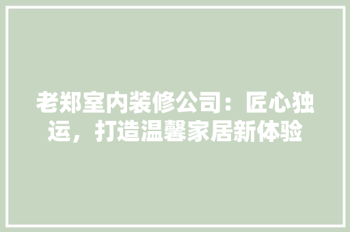 老郑室内装修公司：匠心独运，打造温馨家居新体验 室内设计