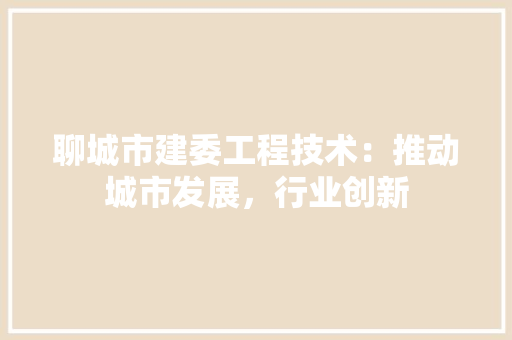 聊城市建委工程技术：推动城市发展，行业创新