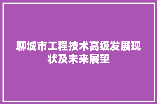 聊城市工程技术高级发展现状及未来展望