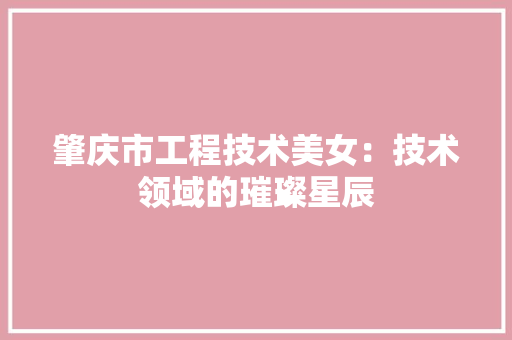 肇庆市工程技术美女：技术领域的璀璨星辰