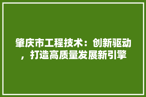 肇庆市工程技术：创新驱动，打造高质量发展新引擎 室内设计