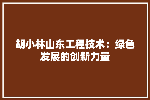 胡小林山东工程技术：绿色发展的创新力量 室内设计