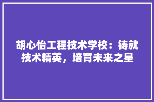 胡心怡工程技术学校：铸就技术精英，培育未来之星