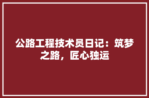 公路工程技术员日记：筑梦之路，匠心独运 家居装修