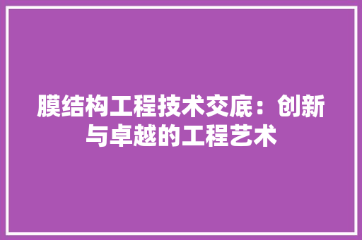 膜结构工程技术交底：创新与卓越的工程艺术 室内设计