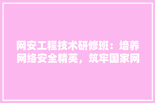 网安工程技术研修班：培养网络安全精英，筑牢国家网络安全防线 室内设计