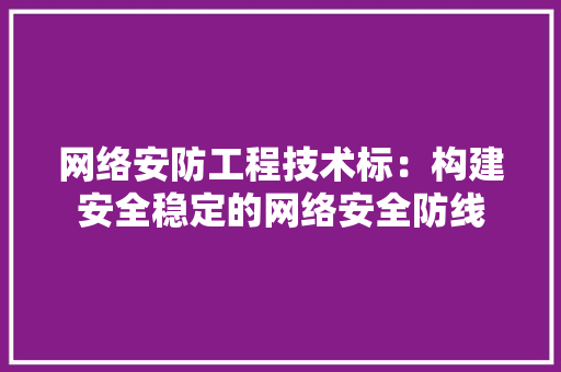 网络安防工程技术标：构建安全稳定的网络安全防线 室内设计