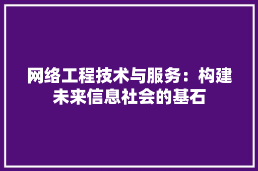 网络工程技术与服务：构建未来信息社会的基石