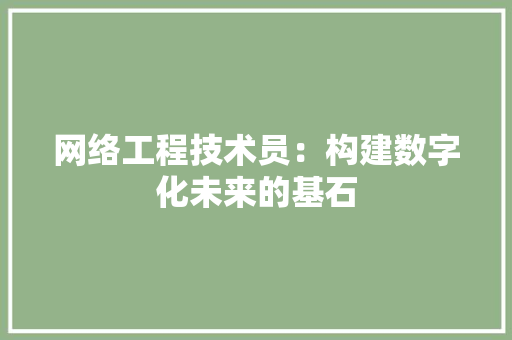 网络工程技术员：构建数字化未来的基石 室内设计