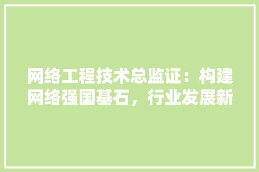 网络工程技术总监证：构建网络强国基石，行业发展新篇章