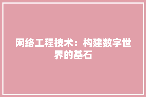 网络工程技术：构建数字世界的基石