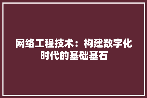 网络工程技术：构建数字化时代的基础基石 室内设计