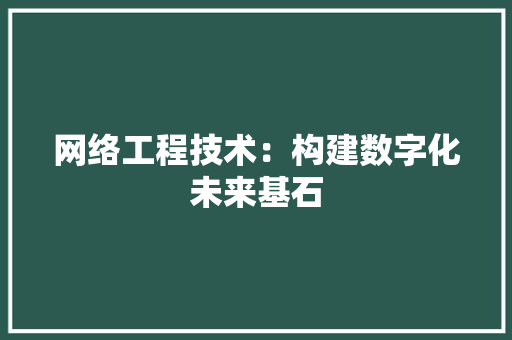 网络工程技术：构建数字化未来基石 室内设计