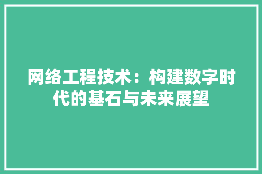 网络工程技术：构建数字时代的基石与未来展望