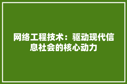 网络工程技术：驱动现代信息社会的核心动力 室内设计