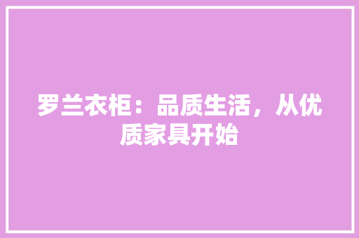 罗兰衣柜：品质生活，从优质家具开始 室内设计