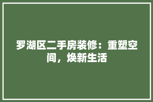 罗湖区二手房装修：重塑空间，焕新生活 室内设计