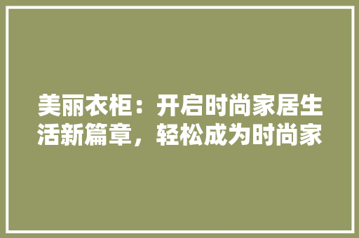 美丽衣柜：开启时尚家居生活新篇章，轻松成为时尚家居代理 室内设计