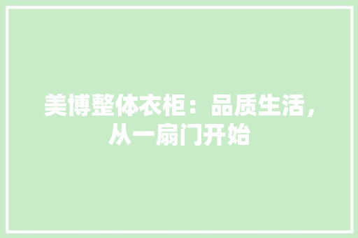 美博整体衣柜：品质生活，从一扇门开始 室内设计