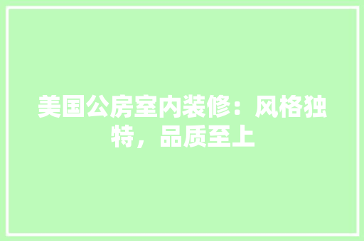 美国公房室内装修：风格独特，品质至上 室内设计
