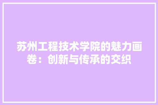 苏州工程技术学院的魅力画卷：创新与传承的交织 室内设计