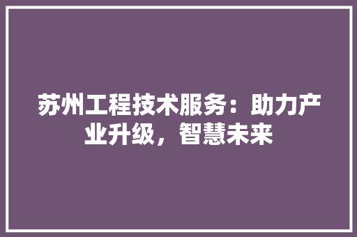 苏州工程技术服务：助力产业升级，智慧未来 室内设计