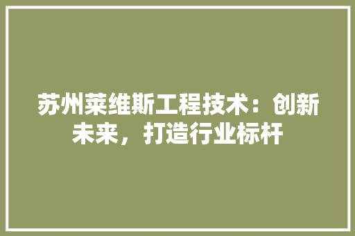 苏州莱维斯工程技术：创新未来，打造行业标杆 室内设计