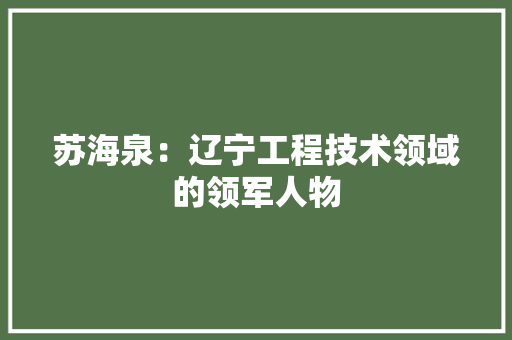 苏海泉：辽宁工程技术领域的领军人物 室内设计