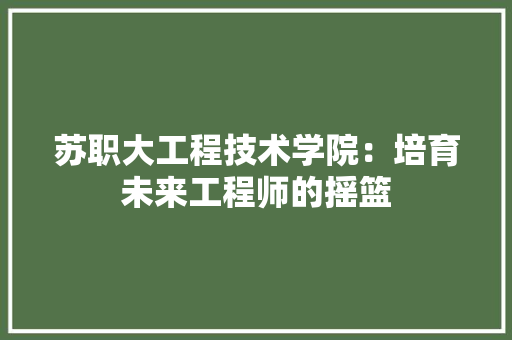 苏职大工程技术学院：培育未来工程师的摇篮 室内设计