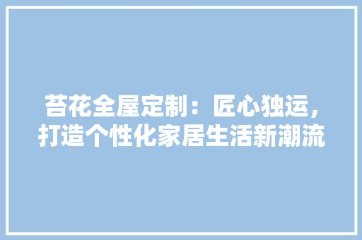 苔花全屋定制：匠心独运，打造个性化家居生活新潮流 室内设计