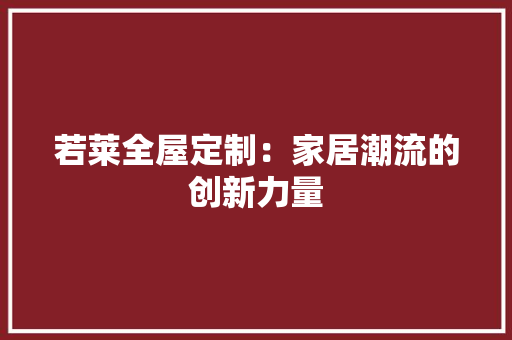 若莱全屋定制：家居潮流的创新力量 室内设计