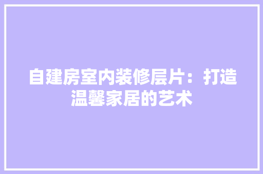 自建房室内装修层片：打造温馨家居的艺术 室内设计