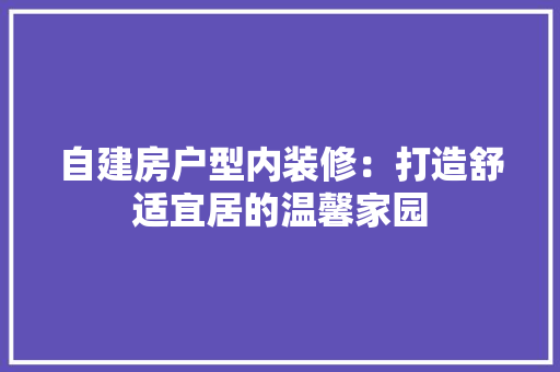 自建房户型内装修：打造舒适宜居的温馨家园 室内设计
