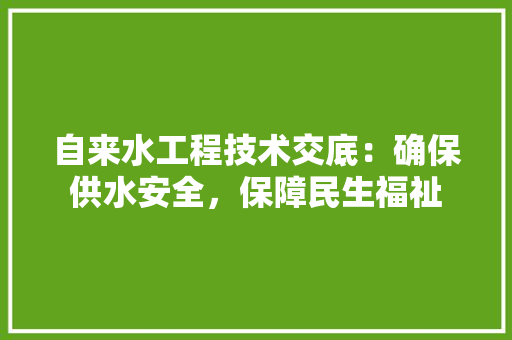 自来水工程技术交底：确保供水安全，保障民生福祉