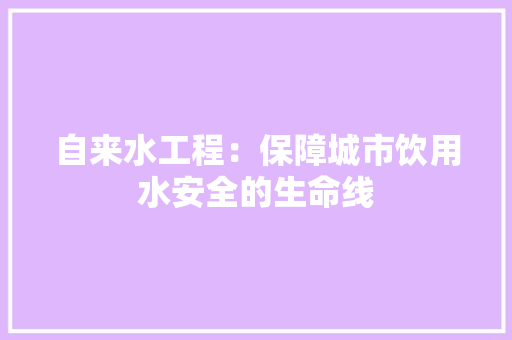 自来水工程：保障城市饮用水安全的生命线