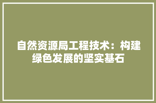 自然资源局工程技术：构建绿色发展的坚实基石 室内设计