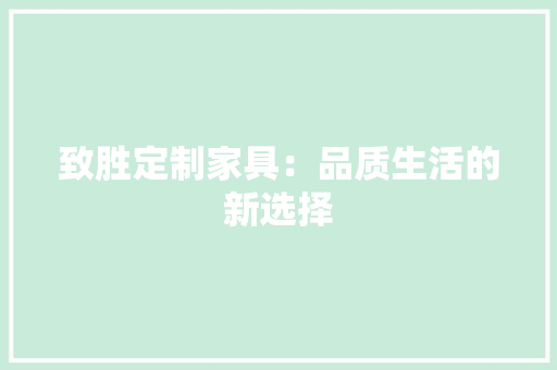 致胜定制家具：品质生活的新选择 室内设计