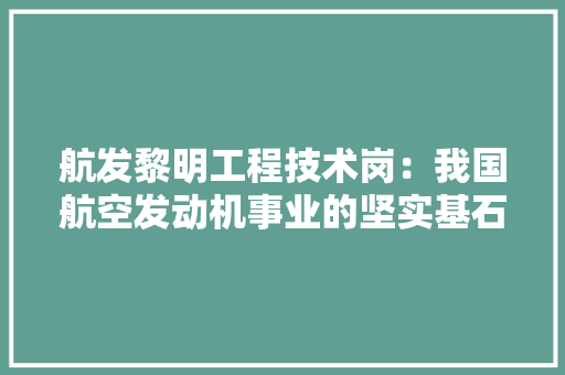 航发黎明工程技术岗：我国航空发动机事业的坚实基石 室内设计