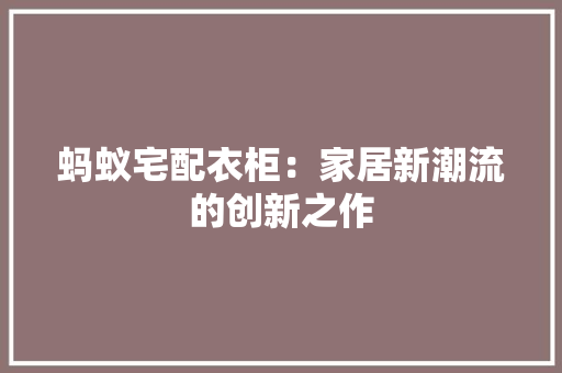 蚂蚁宅配衣柜：家居新潮流的创新之作 室内设计