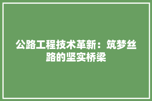 公路工程技术革新：筑梦丝路的坚实桥梁