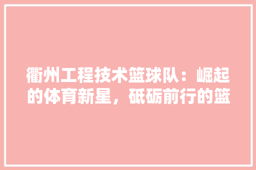 衢州工程技术篮球队：崛起的体育新星，砥砺前行的篮球之旅 室内设计
