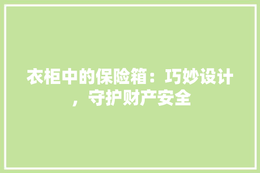 衣柜中的保险箱：巧妙设计，守护财产安全 室内设计