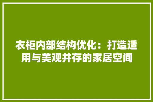 衣柜内部结构优化：打造适用与美观并存的家居空间 室内设计