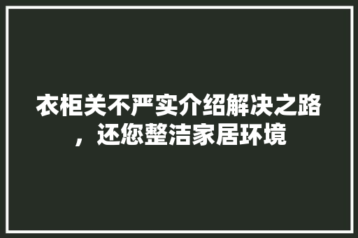 衣柜关不严实介绍解决之路，还您整洁家居环境 室内设计