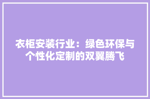 衣柜安装行业：绿色环保与个性化定制的双翼腾飞 室内设计