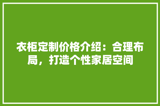 衣柜定制价格介绍：合理布局，打造个性家居空间 室内设计