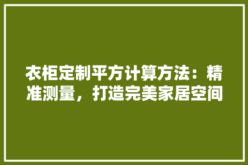 衣柜定制平方计算方法：精准测量，打造完美家居空间 室内设计