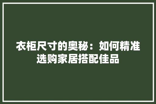 衣柜尺寸的奥秘：如何精准选购家居搭配佳品 室内设计