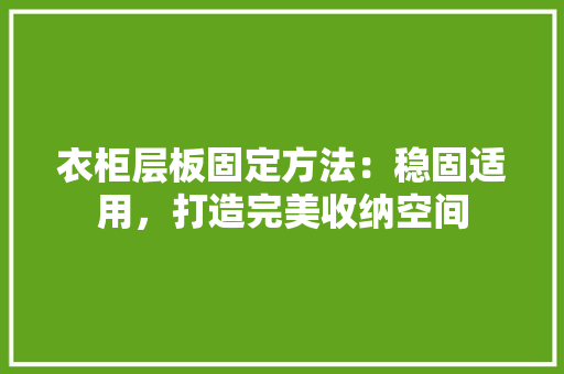 衣柜层板固定方法：稳固适用，打造完美收纳空间 室内设计