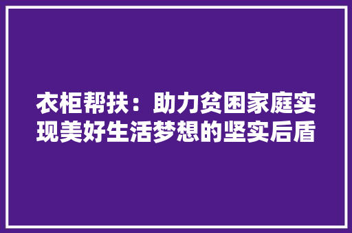 衣柜帮扶：助力贫困家庭实现美好生活梦想的坚实后盾 室内设计